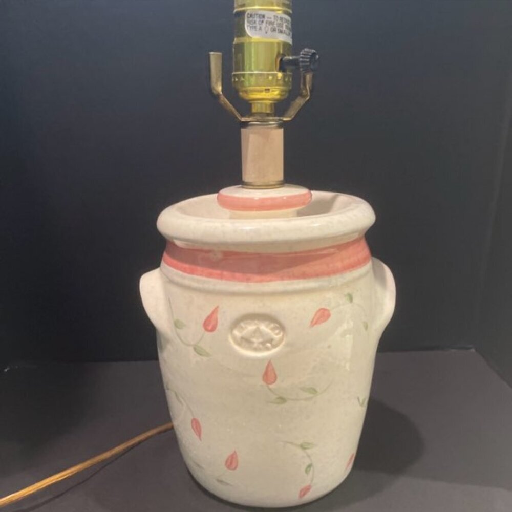 Vintage‎ Stoneware Studio Art Pottery Table Lamp Floral Cottage Farmhouse Marked